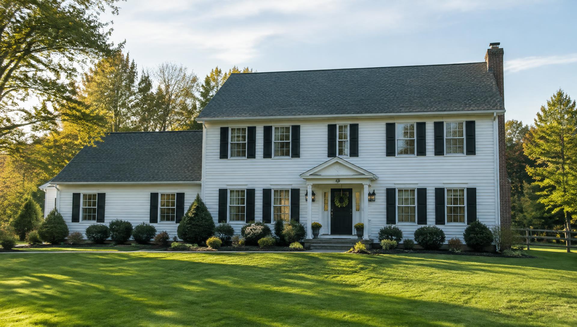 Illustrative photo of a clean white colonial home